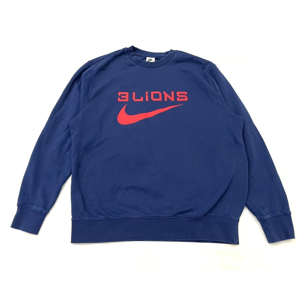 Nike England 3 Lions Pullover Crewneck Sweatshirt Large Navy Blue Soccer FC